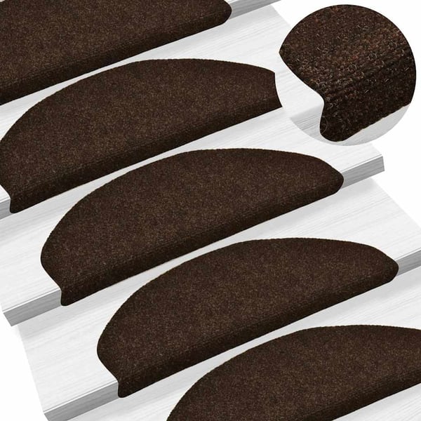 vidaXL Trappematter selvklebende 10 stk 65x21x4 cm brune halvrund store