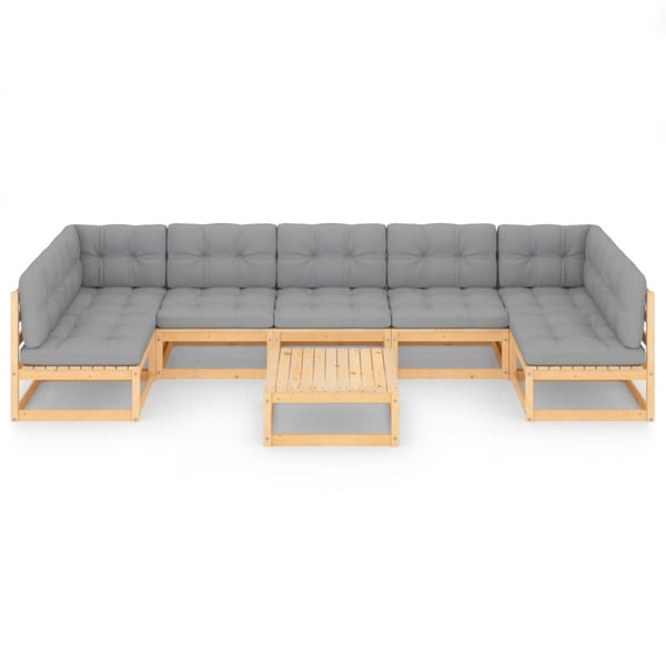 vidaXL Hagesofagruppe med puter 8 deler heltre furu