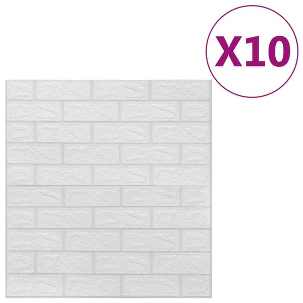 vidaXL 3D vægklistermærker 10 stk. selvklæbende murstensdesign hvid vidaXL 3D vægklistermærker 10 stk. selvklæbende murstensdesign hvid