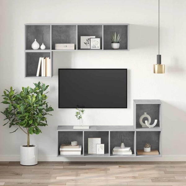 vidaXL Vegghengt TV-benk betonggrå 37x37x142,5 cm konstruert tre