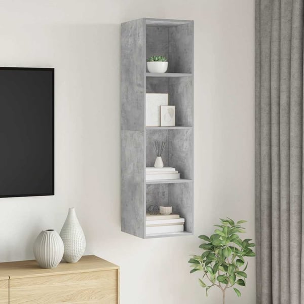 vidaXL Vegghengt TV-benk betonggrå 37x37x142,5 cm konstruert tre