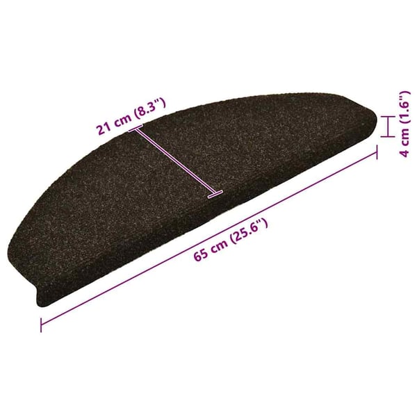 vidaXL Trappematter selvklebende 10 stk 65x21x4 cm mørkebrune halvrund store