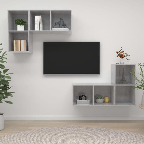 vidaXL Vegghengte TV-benker 4 stk betonggrå sponplate