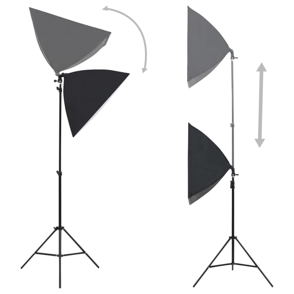 vidaXL Fotostudiosett med softbokslys, bakgrunn og reflektor