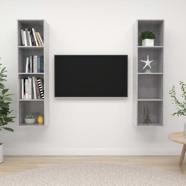 vidaXL Vegghengte TV-benker 2 stk betonggrå sponplate