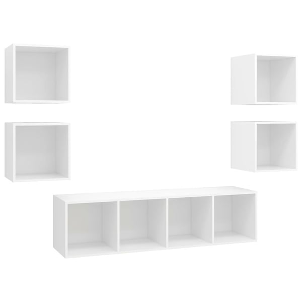 vidaXL TV-benksett 5 deler hvit sponplate