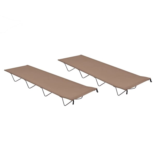 vidaXL campingsenge 2 stk. 180x60x19 cm oxfordstof og stål gråbrun