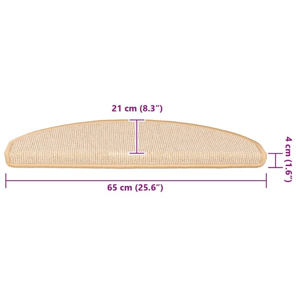 vidaXL Trappematter 15 stk 65x21x4 cm kremfarget halvrund stor