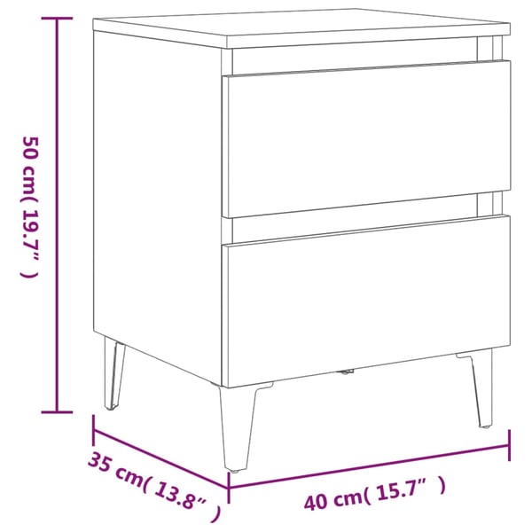 vidaXL Nattbord 2 stk betonggrå 40x35x50 cm konstruert tre