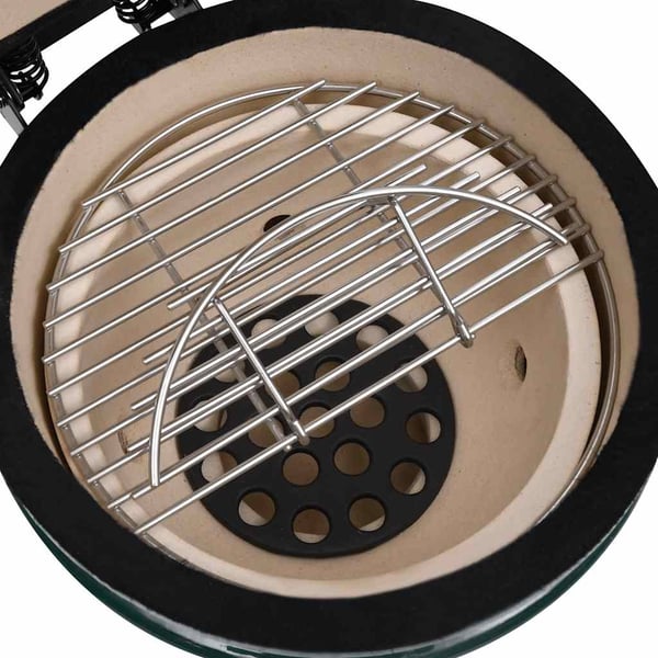 vidaXL 2-i-1 Kamado-røgegrill 56 cm keramisk grøn