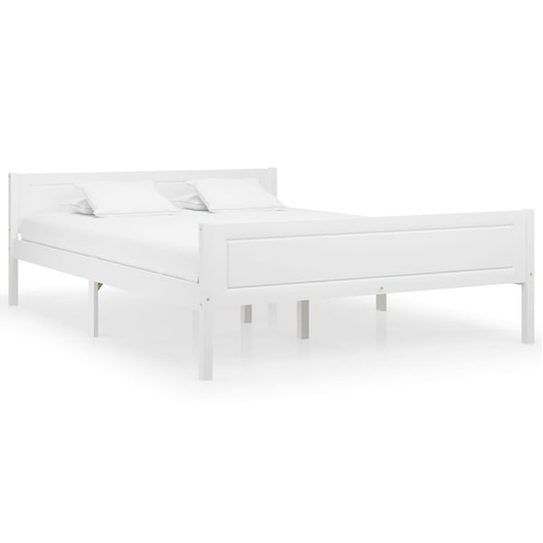 vidaXL sengestel 120x200 cm massivt fyrretræ hvid