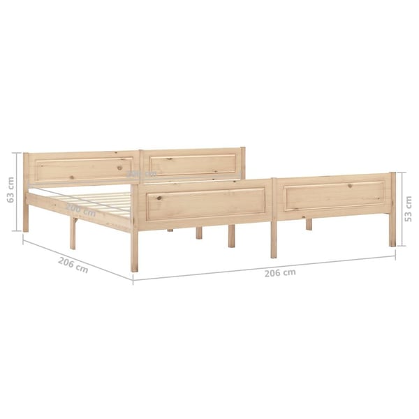 vidaXL Sengeramme heltre furu 200x200 cm