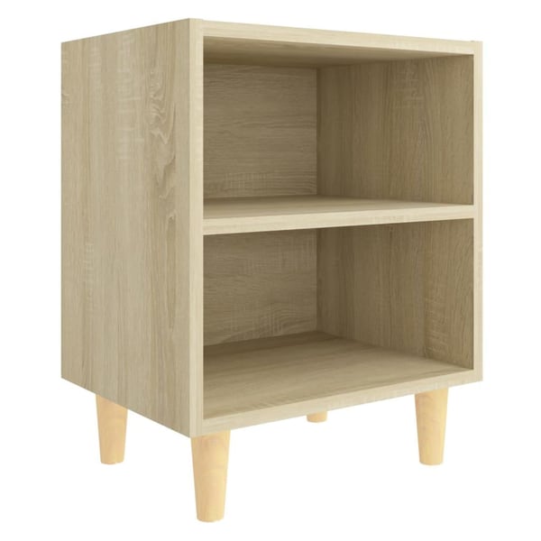 vidaXL sengeskab med ben i massivt træ 40x30x50 cm sonoma-eg