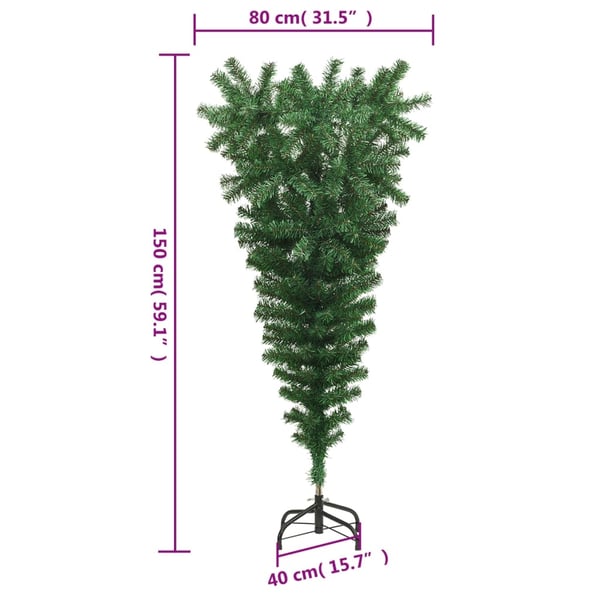 vidaXL Tekokuusi ylösalainen jalustalla vihreä 150 cm