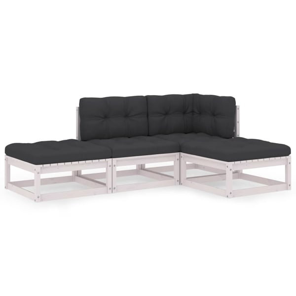 vidaXL Hagesofagruppe med puter 4 deler heltre furu