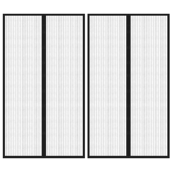 vidaXL Insektsgardiner for dør 2 stk med magnetblokker svart 200x80 cm