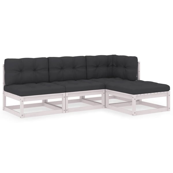 vidaXL Hagesofagruppe med puter 4 deler heltre furu