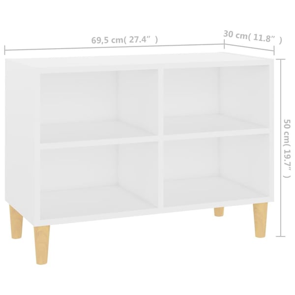 vidaXL TV-benk med ben i heltre hvit 69,5x30x50 cm