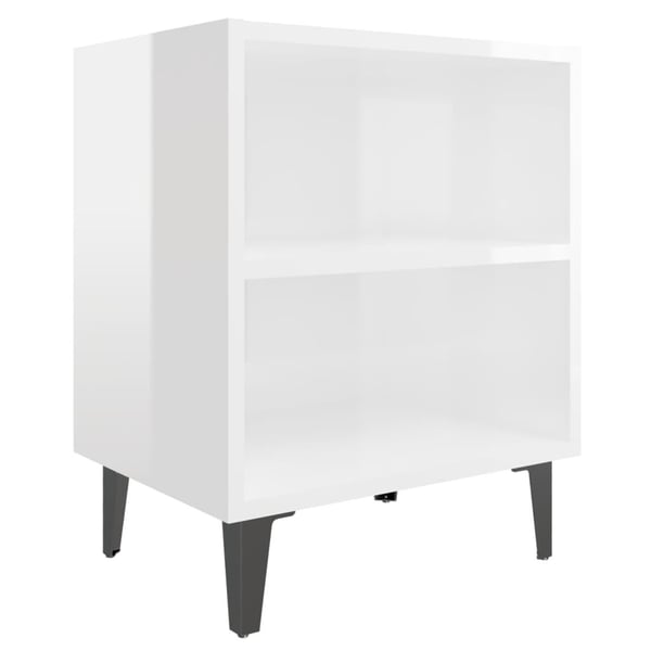 vidaXL sengeborde 2 stk. med metalben 40x30x50 cm hvid højglans