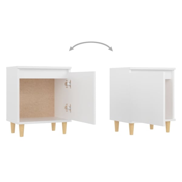 vidaXL Nattbord med ben i heltre 2 stk hvit 40x30x50 cm