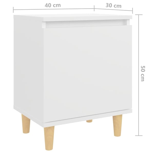 vidaXL Nattbord med ben i heltre 2 stk hvit 40x30x50 cm