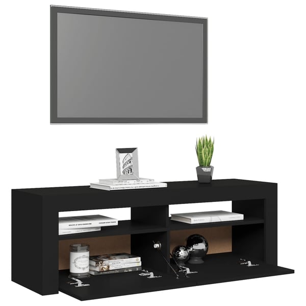 vidaXL tv-bord med LED-lys 120x35x40 cm sort