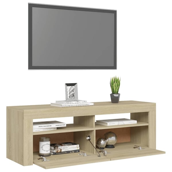 vidaXL TV-benk med LED-lys sonoma eik 120x35x40 cm