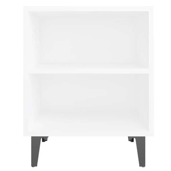 vidaXL Nattbord med metallben hvit 40x30x50 cm