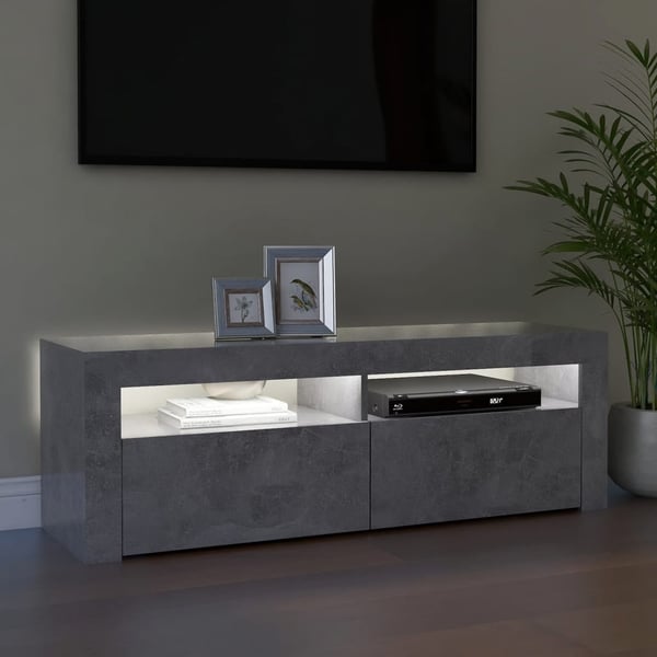 vidaXL TV-benk med LED-lys betonggrå 120x35x40 cm