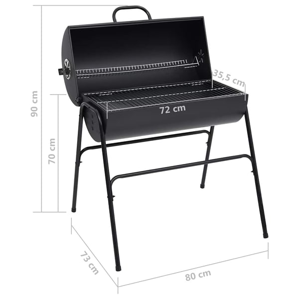 vidaXL Tønnegrill med 2 grillrister svart 80x95x90 cm stål
