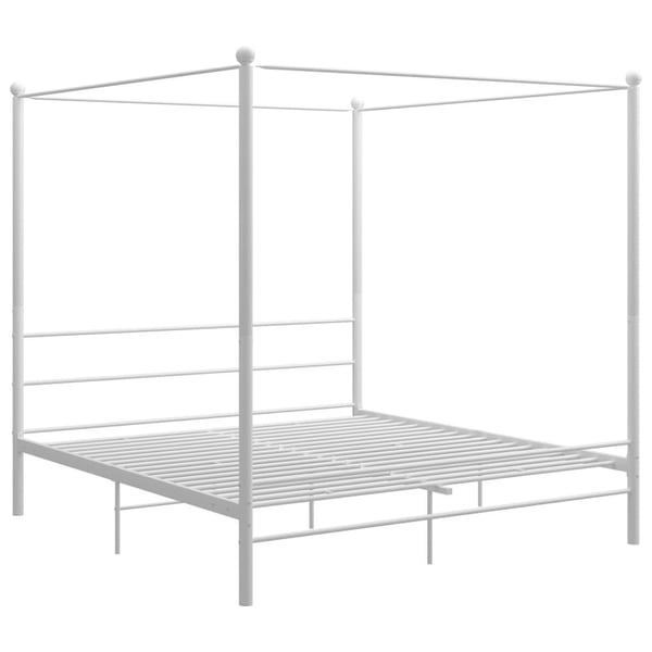 vidaXL Himmelsengeramme hvit metall 200x200 cm