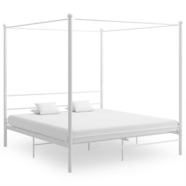 vidaXL Himmelsengeramme hvit metall 200x200 cm