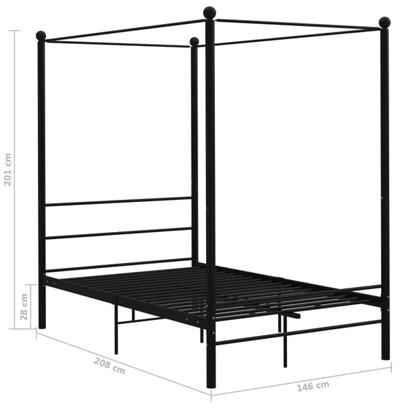 vidaXL Himmelsengeramme svart metall 140x200 cm