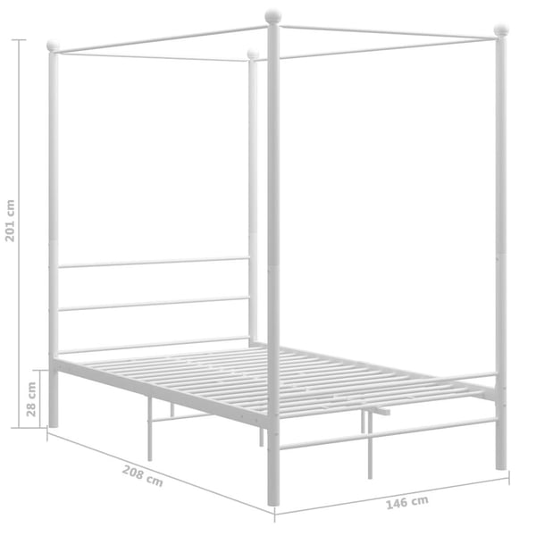 vidaXL Himmelsengeramme hvit metall 140x200 cm