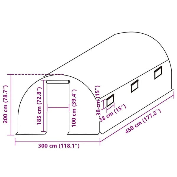 vidaXL overtræk til drivhus (13,5 m²) 300x450x200 cm grøn