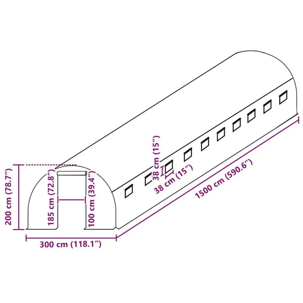 vidaXL overtræk til drivhus (45 m²) 300x1500x200 cm grøn