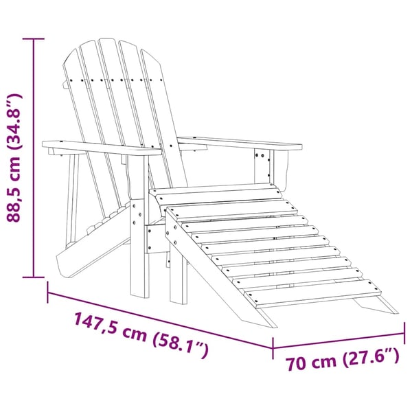 vidaXL Adirondack hagestol med ottoman heltre gran rosa
