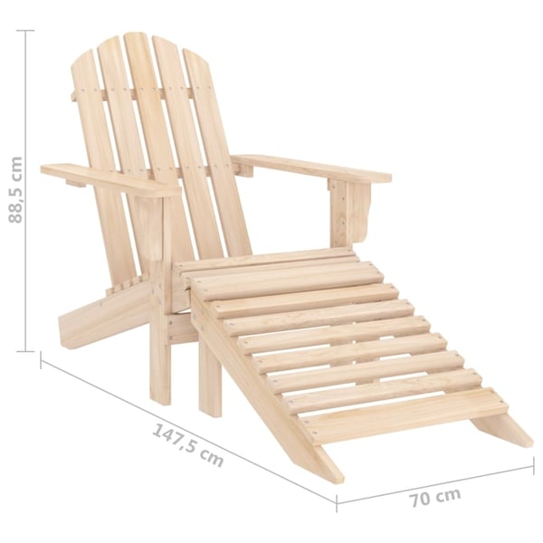 vidaXL Adirondack hagestol med ottoman heltre gran