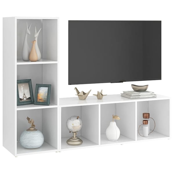 vidaXL TV-benker 2 stk hvit 107x35x37 cm sponplate