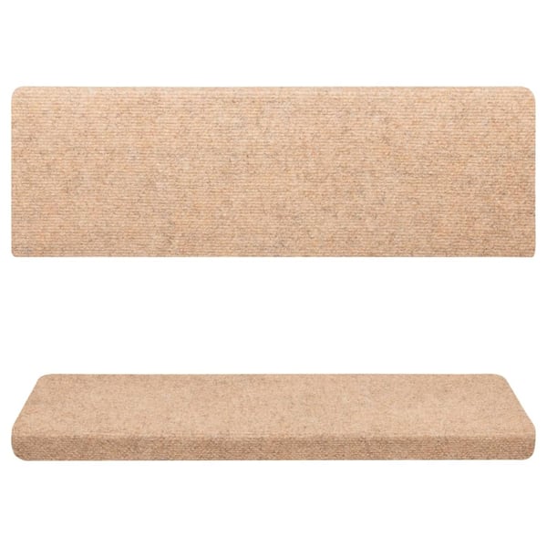 vidaXL trappemåtter 10 stk. 65x21x4 cm tuftet cremefarvet