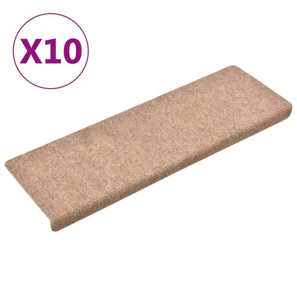 vidaXL trappemåtter 10 stk. 65x21x4 cm tuftet cremefarvet