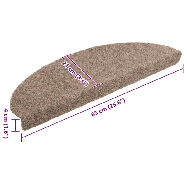 vidaXL selvklæbende trappemåtter 10 stk. 65x21x4 cm tuftet cremefarvet