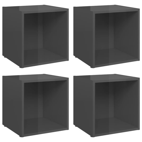 vidaXL TV-benker 4 stk høyglans grå 37x35x37 cm sponplate