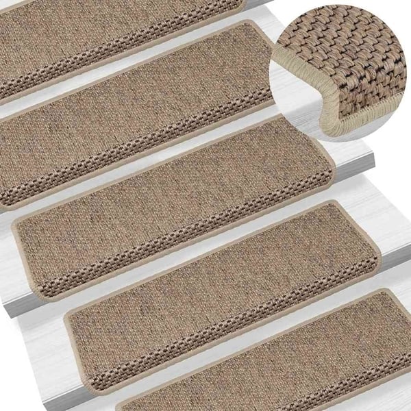 vidaXL Selvklebende trappematter sisal-utseende 15 stk 65x21x4 cm sand