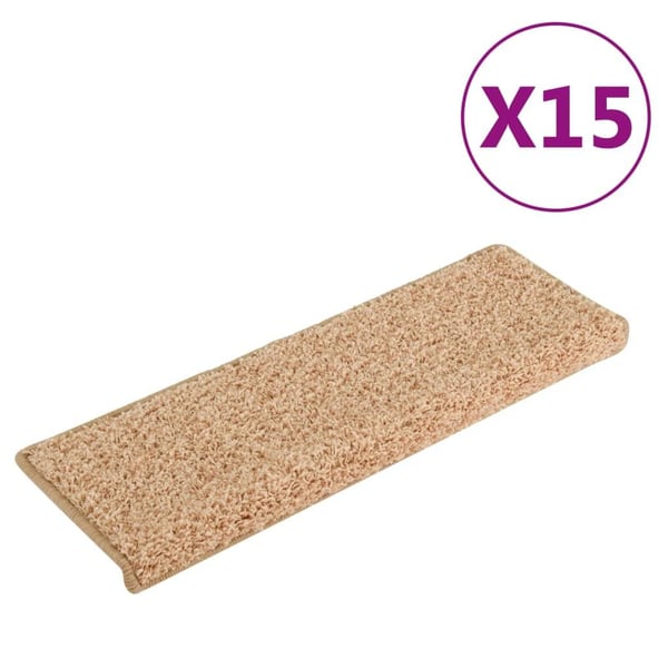 vidaXL 15 stk. trappemåtter 65x21x4 cm guldfarvet