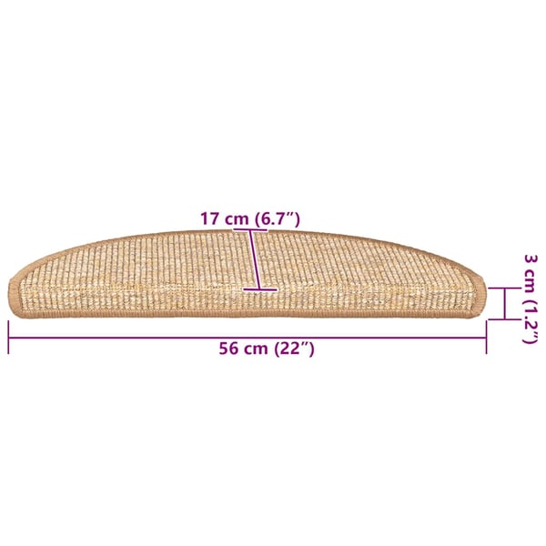 vidaXL Trappematter 15 stk 56x17x3 cm lysebrune halvrund