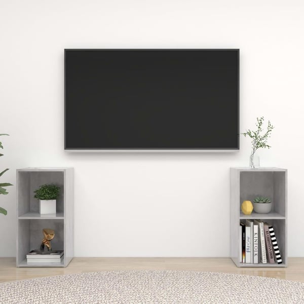vidaXL TV-benker 2 stk betonggrå 72x35x36,5 cm sponplate