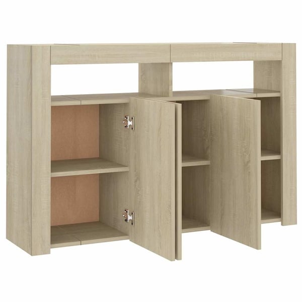 vidaXL Skjenk med LED-lys sonoma eik 115,5x30x75 cm