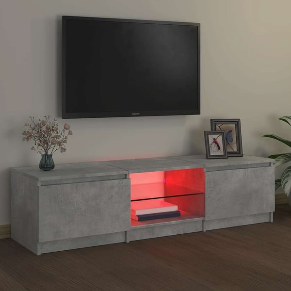 vidaXL TV-benk med LED-lys betonggrå 140x40x36 cm