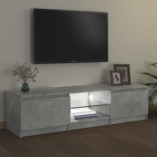 vidaXL TV-benk med LED-lys betonggrå 140x40x36 cm
